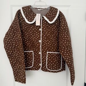 Quilted jacket oversized collar